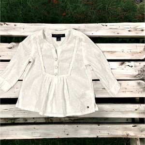 TOMMY HILFIGER BABY GIRLS White cotton top size 12 months NWOT PRISTINE!!‎